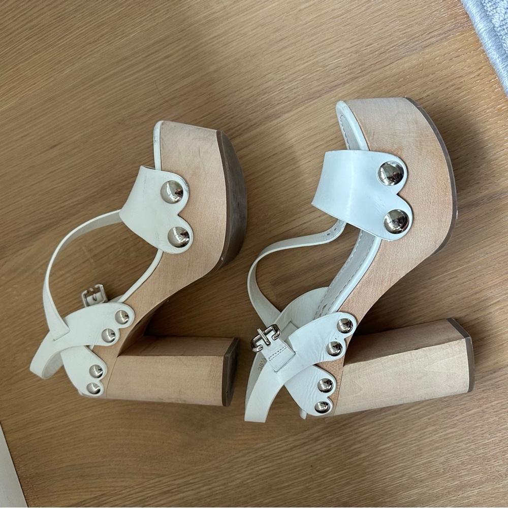 Prada White Chunky Heels Size 38.5